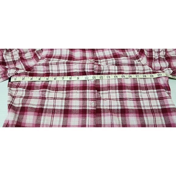 Croft & Barrow Plaid Long Sleeve Button Down Flannel Shirt Women Size Medium - Picture 3 of 12